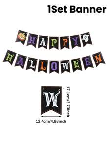 1set Halloween Hanging Paper Banner, Happy Halloween Pulling Flags, Halloween Hanging Flag Banner For Halloween Party Decor Home Decoration Room Decor, Halloween Party Background Decoration Hanging Flags, Halloween Party Photo Props, Background Decor, Holiday Decor, Halloween Decor, Party Favor
