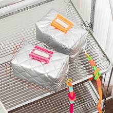 1 件可爱绗缝化妆包带手柄化妆刷收纳袋心形化妆包带绳吊坠多功能学生文具包化妆品收纳袋