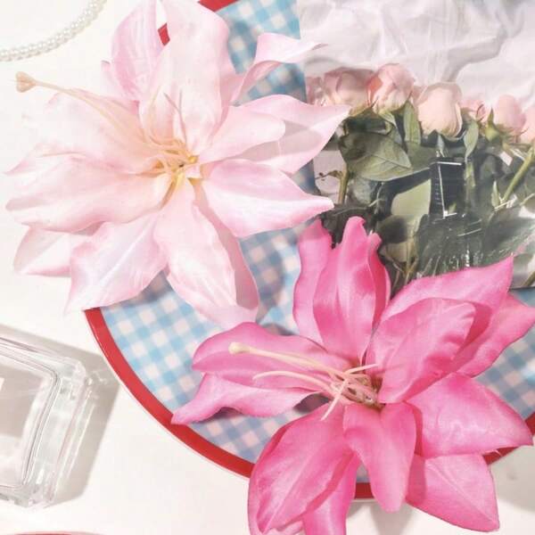 2 pezzi Accessori per capelli stile boho oversize con fiori finti, fermagli eleganti per spiaggia e resort, accessori per frangia laterale, fermagli per capelli, mollette per capelli, accessori estivi, per viaggi e scuola