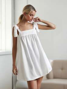 Women Sleeveless A-Line Dress Summer Casual Floral/Stripe Print Tie Up Straps Loose Party Dress For Beach Streetwear - 白色 - 查看 4