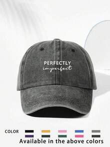 1 件刺绣“PERFECTLY”水洗棒球帽，透气可调节户外高尔夫太阳帽，男女通用，时尚弧形帽檐夏季防晒帽，Y2K 情侣遮阳帽 - 刺繡 - 查看 14