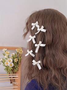 6 Stück Haarklammern mit Schleifen für Pony - charmant & niedlich, geringe Farbvariationen Haarspangen Haarklammern