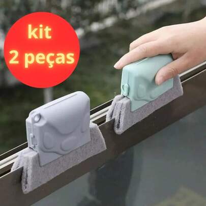 kit 2Unidades Limpador Janela Escova Limpeza Cantos Multiuso Janelas Cozinha Fogão Limpa Canto Pratico Casa Microfibra