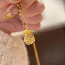 1pc Stainless Steel Micro-Inlaid Zirconia Hollow Shell Pearl Necklace - Yellow Gold - View 1