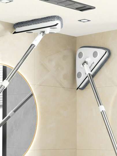 Wall Cleaner Triangle Mop With 46.85'' Long Handle, Wall Cleaner Mop With 2 Pads For Clean Walls, Multifunctional Microfiber Wet And Dry Clean. 360° Rotatable Wall Mop, Baseboard Cleaner Tool, Cleaning Washer ToolCeiling, Windows, Floors, Baseboards.