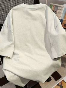 1 Pcs Women's Y2K Cartoon Graffiti Print T-Shirt – Fun Design, Soft And Breathable Short Sleeve Top, Machine Washable, White Comfortable - Màu be - Xem 9