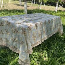 1 件蕾丝刺绣桌布，现代乡村奢华涤纶矩形桌布，家庭厨房咖啡厅野餐婚礼节日装饰