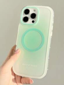 Cute Macaron Halo Dyeing Soft Phone Case Compatible With IPhone 16 15 14 13 12 Pro Max 16 ProMax Cases Candy Color Magnetic Wireless Charging Shockproof Back Cover - 薄荷綠 - 查看 1