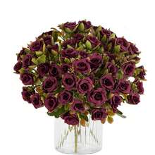 1/3PCS Artificial Flowers-Silk Rose, Fake Plants, Home, Dining Room, Living Room, Outdoor Garden Decoration,Mother's Day Gifts, Birthday Gifts, Graduation Season Gifts, The Art Of Inserting Flowers, Photography Props, Autumn, Spring, Vase, Flower Wall, Flower Wreath, Bridal Bouquet, Wedding Decoration, DIY Flower Wreath Materials, Birthday Party Decoration Materials, Home Decoration Accessories, Valentine's Day. - Burgundy - View 4