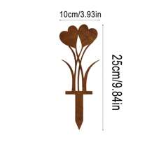 1pc Rustic Heart-Shaped Metal Garden Stake - Weathered Red Finish, Decoration For Planters, Balconies Or Gardens, Perfect Gift For Mother's Day, Easter Or Christmas