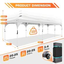 tooluck 10x30ft Pop Up Canopy Tent Gazebo For Parties With 5 Sidewalls Push Center Lock & Air Vent Waterproof & UPF50+ Gazebo Outdoor Tent For Party Wedding BBQ With 4 Sandbags 8 Stakes & 16 Ropes,White - 白色 - 查看 3