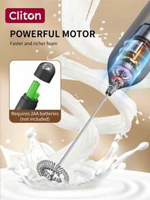 CLITON 电池式奶泡器（不含电池） - 适用于咖啡、拿铁、热巧克力，3 种款式（单头/经典塑料/升级不锈钢），6 种颜色（黑/白/粉/绿/红/蓝） - 圣诞节、圣尼古拉斯节、情人节、新年、乔迁、复活节的完美礼物 - 彩色 - 查看 10