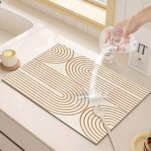 1 pezzo di tappetino per lavaggio e asciugatura semplice e stampato, super assorbente, decorazione da tavolo, tappetino assorbente per lavandino, asciugatura rapida, lavabile, pieghevole e a prova di muffa.