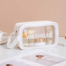 1pc Clear Makeup Bag For Travel – Waterproof Toiletry Organizer, Minimalist Aesthetic Cosmetic Bag (Large Capacity, White)