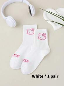 Sanrio 3 Pairs Of Cute Hello Kitty Midtube Socks - Soft, Breathable And Comfortable Japanese Style Women's Stockings And Socks With Cute Cartoon Character Designs Soft, Breathable, Comfortable Mid-Tube Socks Breathable And Comfortable, Machine Washable - Multiple Roles, Suitable For All Seasons, Stylish Socks, Suitable For Outdoor Sneakers, Great Travel Accessories For Outdoor Wear, Gifts For Friends And Couples