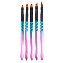 Nail Art Brushes, 5 Pcs Nail Design Tools Kit Nail Liner Brush Blue Gradient Pink - 藍色 - 查看 1