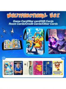 pokemon Portacards de Pikachu Pokemon Super Dream Card, diseño con cremallera de piel sintética, espectacular álbum de almacenaje con 4 páginas con bolsillos, puede contener 400 cartas, álbum de mangas grandes/soporte de cartas del juego de cartas coleccionables/libro de colección de cartas, regalo para amigos, regalo de San Valentín, regalo de Navidad, regalo de cumpleaños, regalo para fiestas temáticas