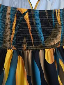 Vestido Larga Para Mujer Sin Espalda Con Cuello Halter y Abertura Para Vacaciones, Festivales - Azul - Ver 5