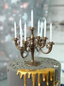 1 件/2 件/3 件/4 件/5 件粉色/金色/银色/古铜色/卡其色/蓝色/灰色塑料烛台形状（带配套蜡烛）烘焙蛋糕装饰，复古生日烛台装饰，烘焙蛋糕烛台装饰，病毒蛋糕架烘焙配件适用于情人节、婚礼季、返校季、母亲节、节假日、生日派对