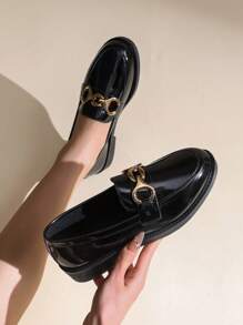 Botas de tobillo con plataforma negras para mujer con cadena de metal, adecuadas para primavera y otoño, Día de San Valentín