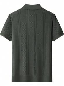 Men's Casual Knitted Polo Breathable Green Knitwear In A Regular Fit With Short Sleeves And A Classic Polo Neckline