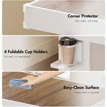 Advwin Board Game Table For 4–6 Players, Dining/Gaming Table With Removable Top, PU Leather Mat, Cup Holders & Corner Protectors, Great For Card Games, Poker & Building Blocks, Rustic Brown - Rust Brown - View 8