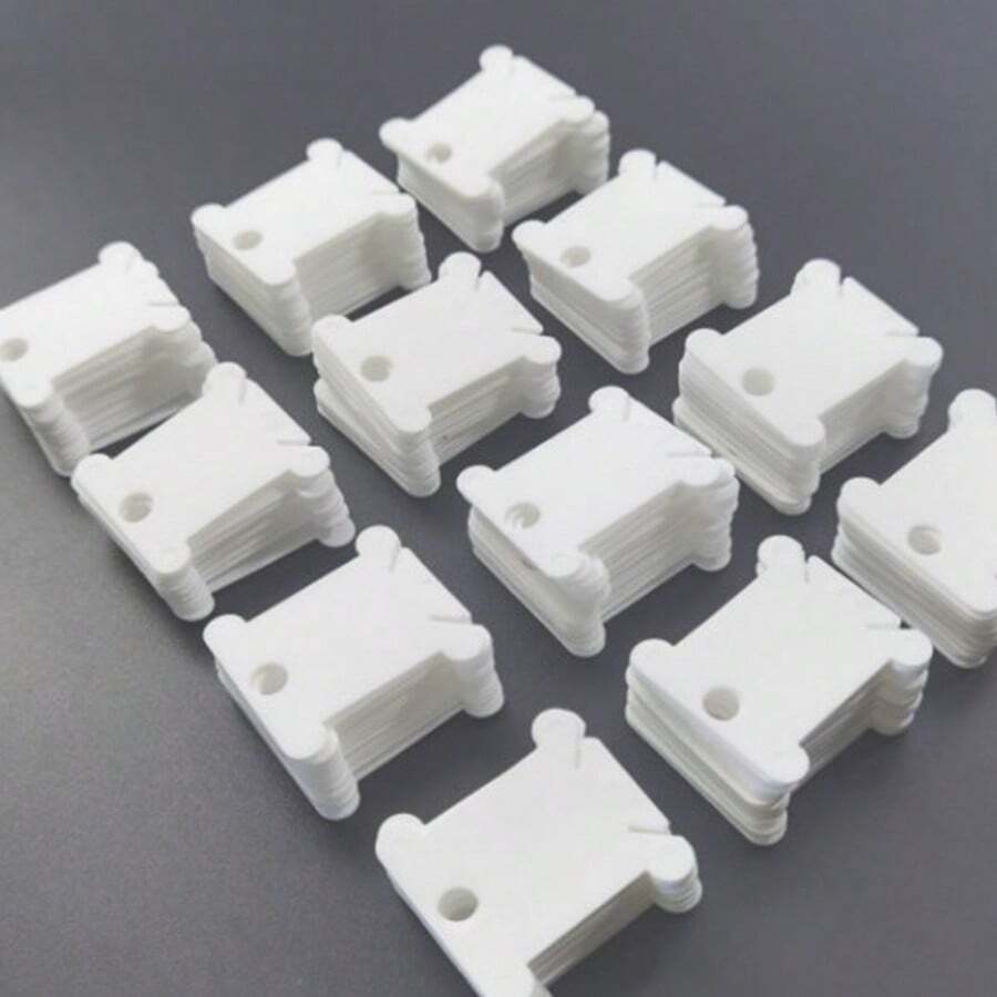 qingfei 150pcs Transparent Plastic Thread Spools - Cross Stitch Floss Organizer DIY Sewing Embroidery Thread Bobbins, Plastic Spools, Hard Spools - White - View 1