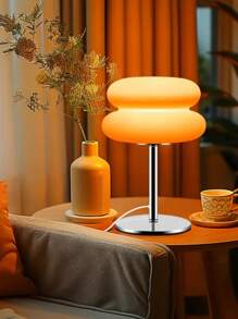 1 pieza Lámpara de escritorio LED creativa con diseño de hamburguesa, regulable y de 3 colores, alimentada por USB, lámpara de mesita de noche para sala de estar, dormitorio, luz ambiental minimalista vintage, luz nocturna cuidado de los ojos