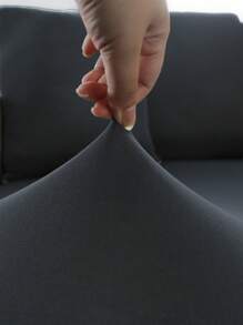 1pc Solid Color Milk Silk Elastic Band Sofa Cushion Cover, High Elastic, Dust Proof, Suitable For All Seasons, Garden, Balcony, Outdoor Rattan Sofa Cushion Protective Cover