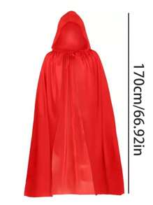 1 pezzo di mantello sottile e trasparente in materiale lavorato a maglia, rosso e nero, unisex per adulti, con cappuccio, monolayer, adatto per travestimenti di Ognissanti come strega, demone, vampiro, accessorio costume