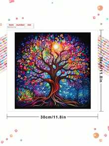 5D Diamond Art Set, Colored Big Tree Pattern Full Diamond Painting Kit - Shiny Diamond Gem, Home Wall Decor Art Crafts For Adults And Teenagers, Perfect Gift For Art Lovers And DIY Lovers, Ideal For Room Decor