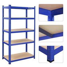 40 x 90 x 180 cm, Robusto Scaffale in Metallo a 5 Ripiani Senza Bullone, in Acciaio Verniciato a Polvere, per Carichi Pesanti, Regge fino a 875 kg, Blu - Blu - Visualizzare 2