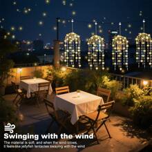 Luces decorativas colgantes de jardín solares, Luces en forma de medusa de 256 LED con alambre de cobre con 8 modos, luces de hadas resistentes al agua IP44, para fiestas de verano, jardines, pérgolas, bodas, pabellones y centros comerciales