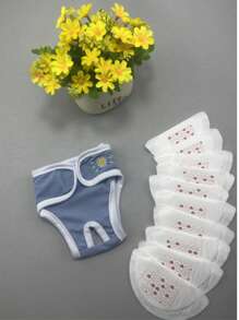 Sous-vêtements pour chien avec broderie, kit de 10 pièces de couches jetables physiologiques pour la période menstruelle de l'animal de compagnie