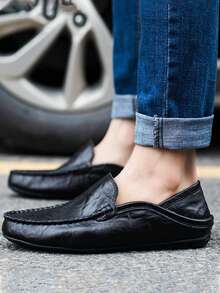 Herren Lederschuhe Herren Frühling Loafer Slip On Business-Casual Lederschuhe Klassische weiche Mokassins atmungsaktive Flache Schuhe