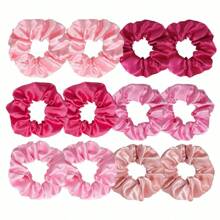 6 Stück / 12 Stück einfache unifarbene Satin Haaraccessoires für Damen, Stoff-Scrunchies Haargummis, unifarbene minimalistische Haarbänder, kleine Geschenke für Partys, Haaraccessoires