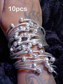 5/10pcs Luxury Retro Boho Adjustable Stackable Bracelets, Golden Cuff Bracelets For Women Men Daily Party Holiday Chunky Jewelry Gift - Multicolor - View 20