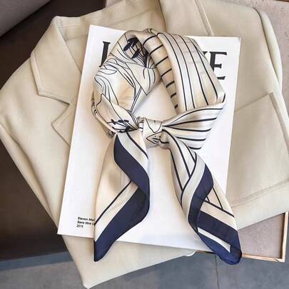 1pc Geometry Patterned Square Scarf For Women, Spring/Summer For Dress