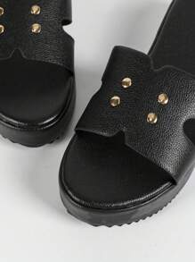 Sandalias planas con suela gruesa y punta abierta para mujer, de unicolor, estilo punk con diseño hueco, plataforma impermeable de tacón alto, cómodas y de fácil puesta para playa, fiesta, interiores y exteriores.