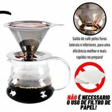 Filtro Coador De Café Inox 103 - Com Pegador em Silicone - Peneira Aço Reutilizável - Prata - Visão 10