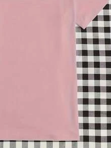 Camiseta gráfica de mujer de manga corta con cuello redondo, de moda con estampado de corazón, para uso diario casual - Rosa Pálido - Ver 3