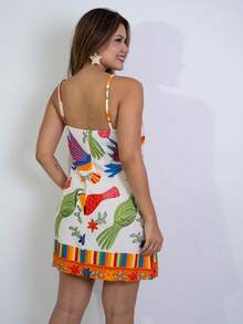Short Printed Dress With Back Zipper - Clear - View 3