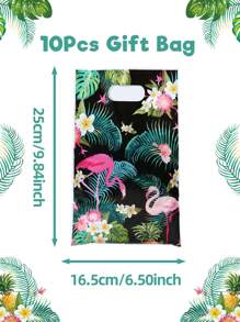 10/25/50 件夏威夷风格手提袋礼品袋，夏威夷火烈鸟图案礼品袋，夏威夷主题派对包装礼品袋，生日派对包装袋用品，家居装饰房间装饰包装袋用品，生日礼物，夏季装饰，结婚礼物婚礼回礼，适用于精品店产品包装