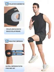 AOLIKES 1pc Adjustable Elastic Patella Knee Brace For Knee Discomfort, Knee Compression Sleeve Knee Brace, Workout Knee Pads For Women And Men-Suitable For Basketball, Tennis, Fitness, Running Gym Accessories Knee Support - Multicolor - View 6