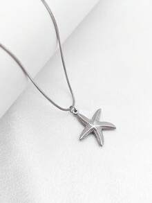 1 件夏季不锈钢海星形项链 - 銀色 - 查看 2