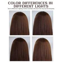 34 英寸巧克力棕色直发蕾丝前假发，真人发质深棕色长直发蕾丝前假发，骨直发，13x6 高清透明蕾丝前假发，混合头发，预拔，200 密度棕色头发，自然发际线，带婴儿头发，适合女性 - 棕色 - 查看 8