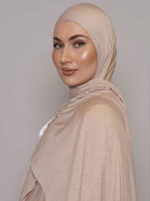 3 pièces Ensemble hijab en jersey, pack économique amélioré avec foulard en coton soyeux à bordure de couleur unie classique de 170 * 60 cm, châle couvre-chef instantané, convient pour le casual, les sorties, les cadeaux