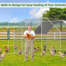 YODOLLA Large Metal Chicken Cage Run For Yard With Cover, Walk-In Chicken Pen For Outdoor, Backyard, And Farm, Hen Cage House For Chickens And Other Poultry - Silver - View 8
