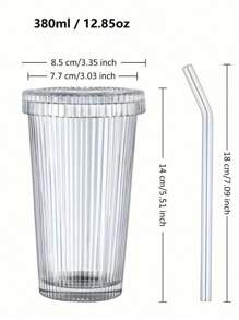Heat Resistant Glass Coffee Cup With Lid And Straw - Leak Proof Portable Hot Drink Cup, Suitable For Office And Outdoor Travel, Fashionable Straw Cup, Simple Coffee Cup With Lid, Transparent Glass Straw Cup, Office Coffee Cup, Glass Coffee Cup With Lid And Straw, Straw Cup With Lid, Coffee Cup With Straw, Beverage Cup With Lid And Straw Back To School
