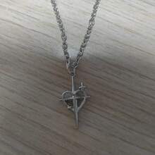 1pc Minimalist Cross Pendant Necklace, For Everyday Commute - Silver - View 9